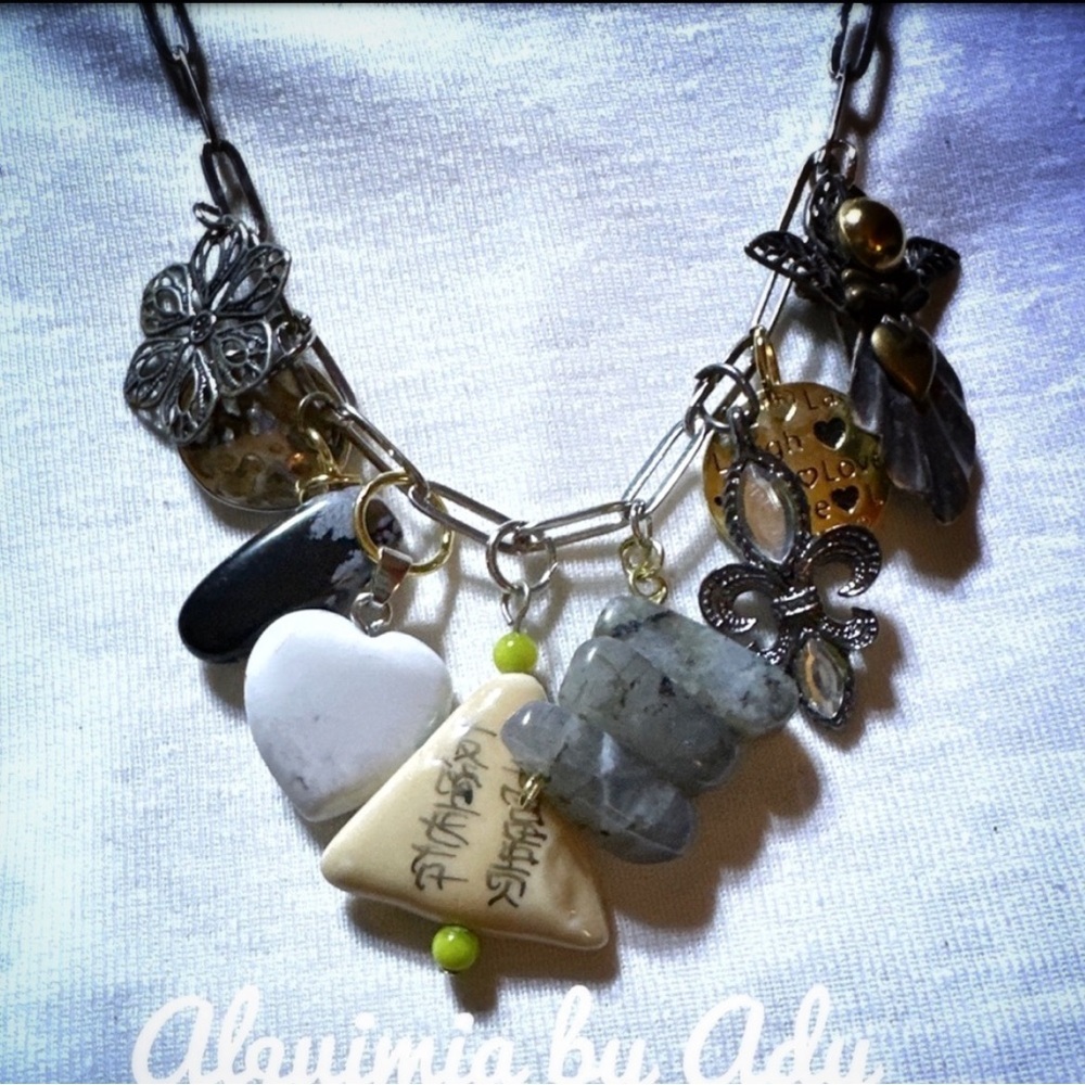 Totemic Protection Necklace — Obsidian • Labradorite • Howlite Heart • Ancestral